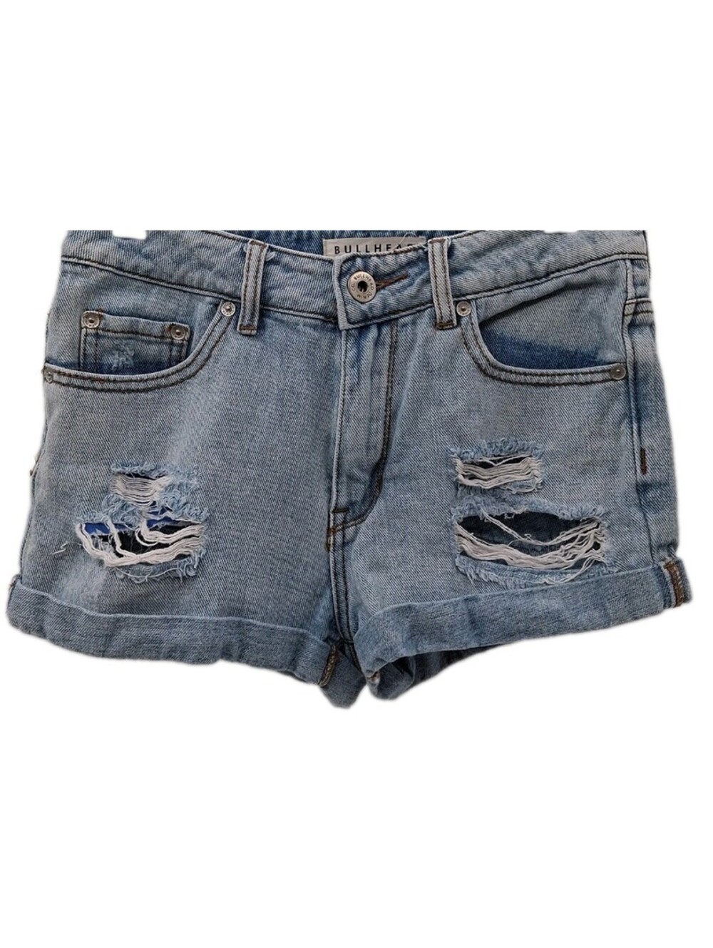 Bullhead Denim Co Shorts Womens 3 Blue High Rise Ripped Casual Beach Y2k 27x3